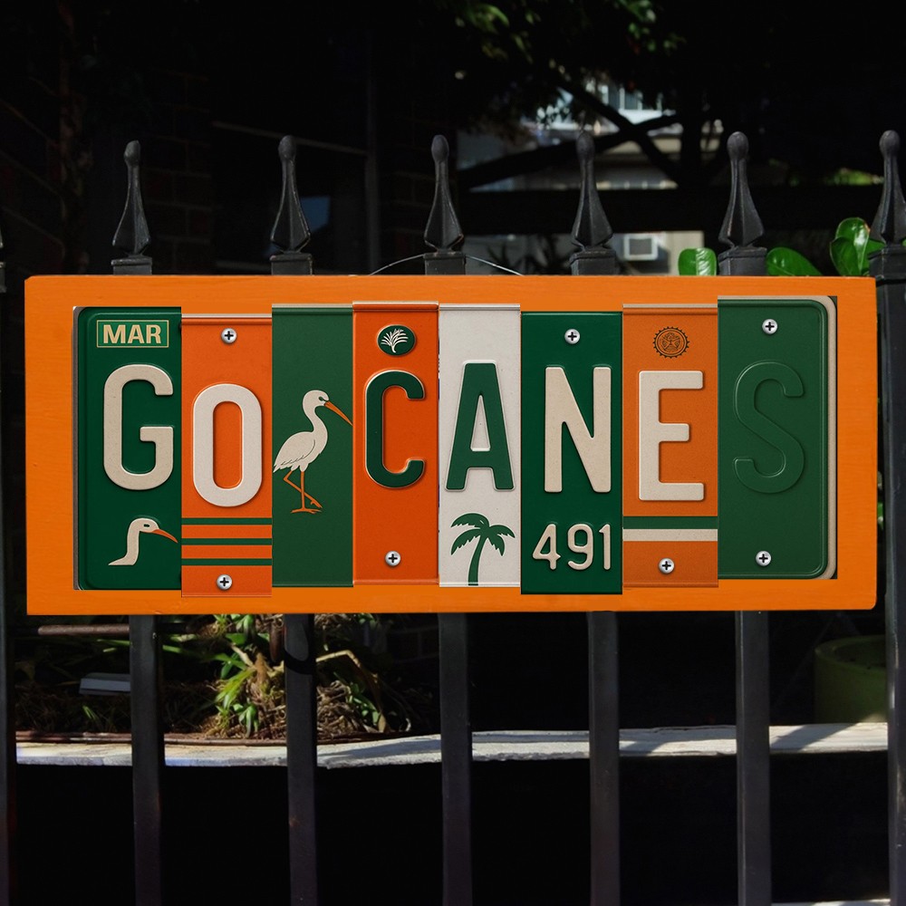 Miami Hurricanes License Plate Sign College Football Decor Gift for Him