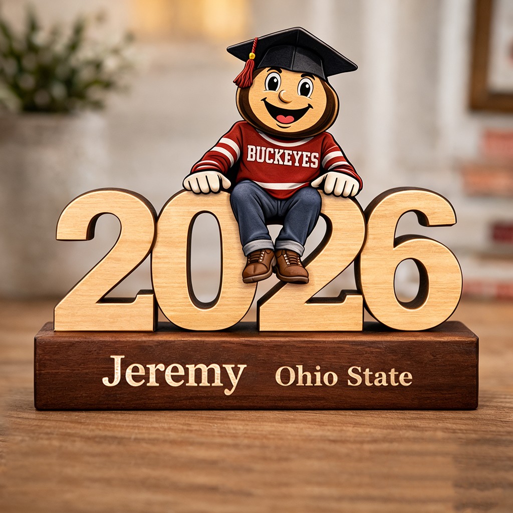 Personalized Graduation Wooden Sign Custom Name Desktop Decor Gift with School Mascot