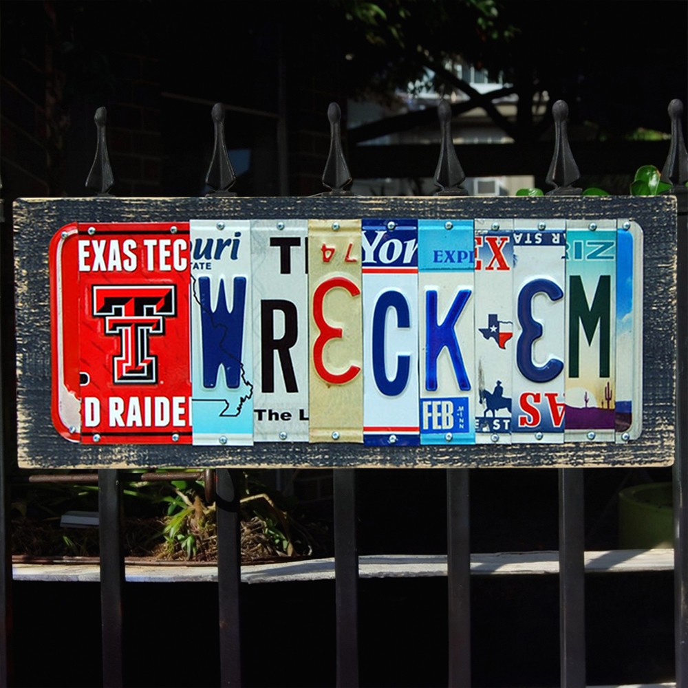 Texas Tech Red Raiders License Plate Sign Football Fan Gift Man Cave Bar Decor