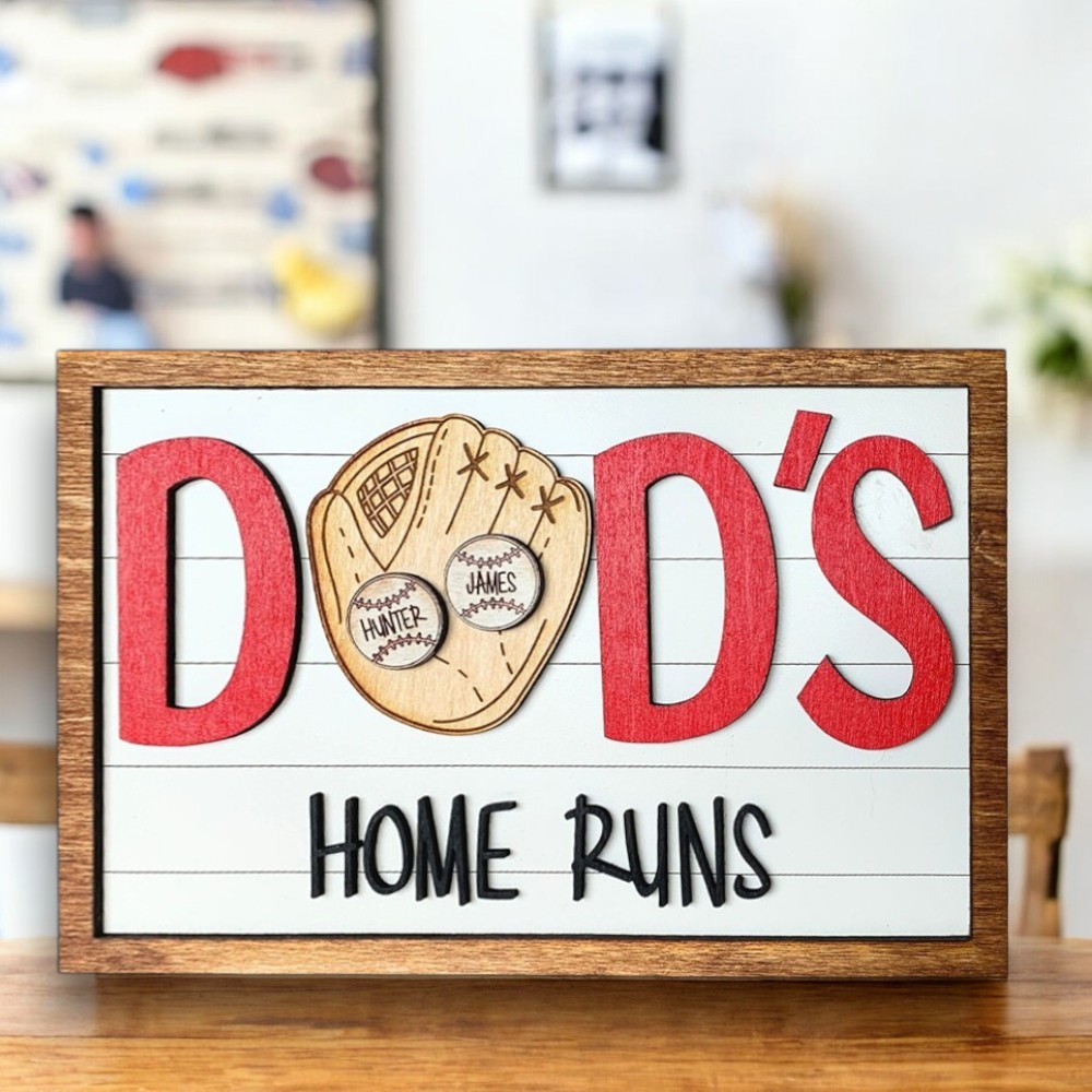 Personalized 3D Wooden Baseball Sign Father's Day Gift for Dad