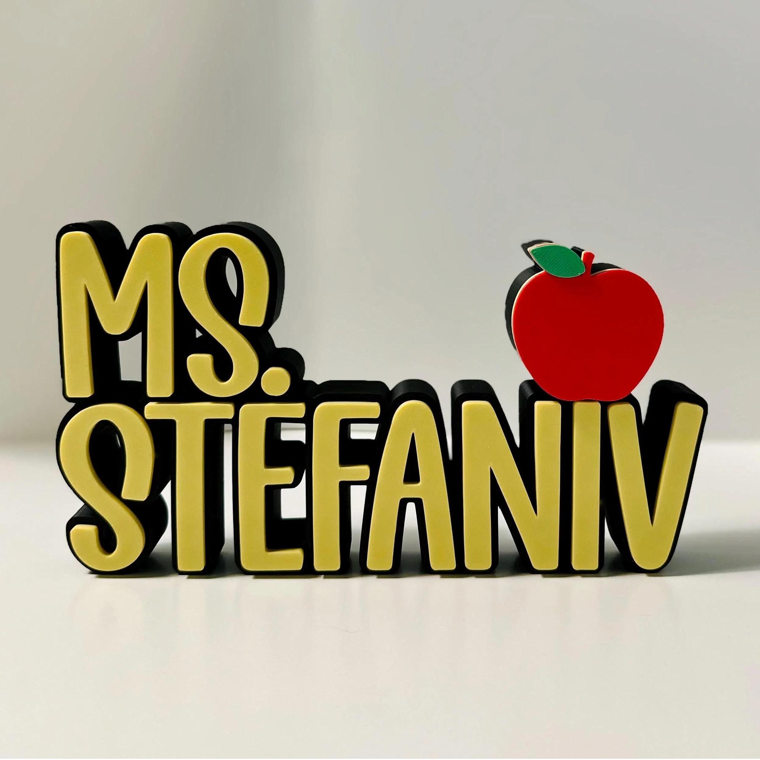 Personalized 3D Teacher Name Sign Printed Desk Plate Office Decor Gift for Teachers
