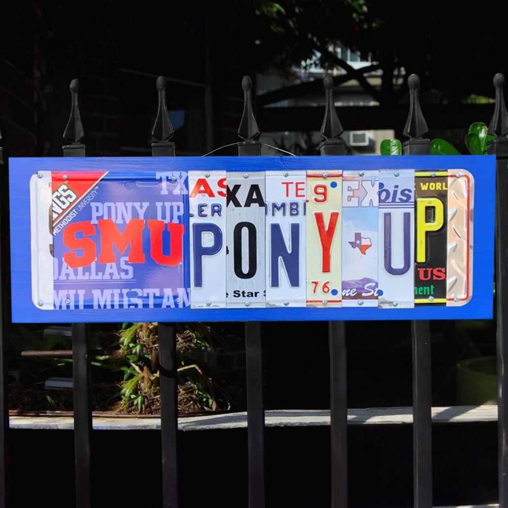 SMU Mustangs License Plate Sign Football Fan Gift Man Cave Bar Decor