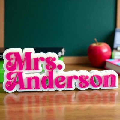 Personalized 3D Teacher Name Sign Printed Desk Plate Office Decor Gift for Teachers