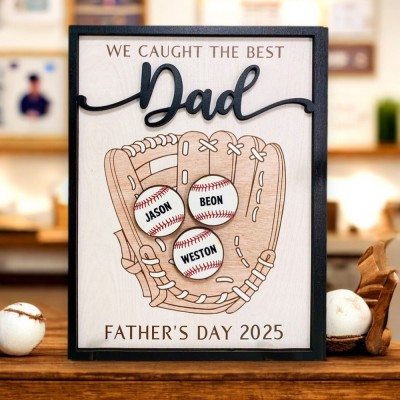 Personalized 3D Wooden Baseball Sign Father's Day Gift for Dad