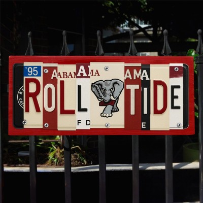 Alabama Crimson Tide License Plate Sign College Football Decor Gift for Him