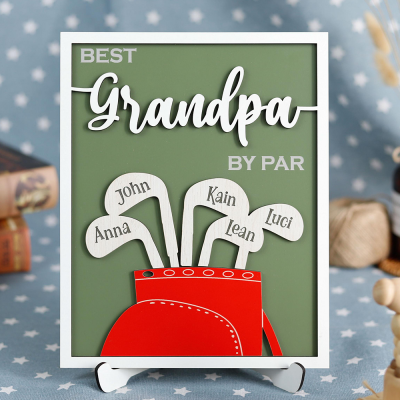 Custom 3D Golf Sign with Kids Names for Father's Day Gift