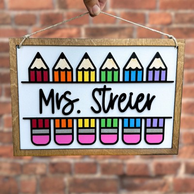 Custom 3D Classroom Door Sign Teacher Name Gift for Back to School