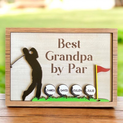 Custom 3D Golf Sign with Kids Names for Father's Day Gift