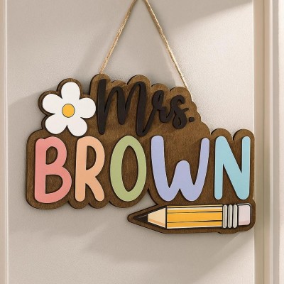 Custom 3D Classroom Door Sign Teacher Name Gift for Back to School