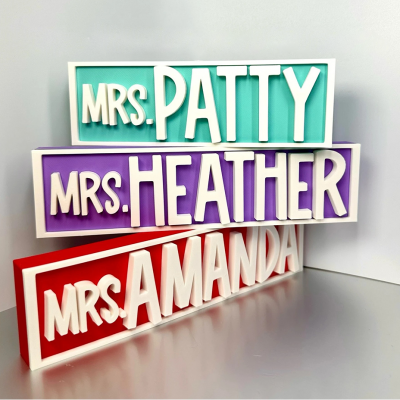 Personalized 3D Teacher Name Sign Printed Desk Plate Office Decor Gift for Teachers