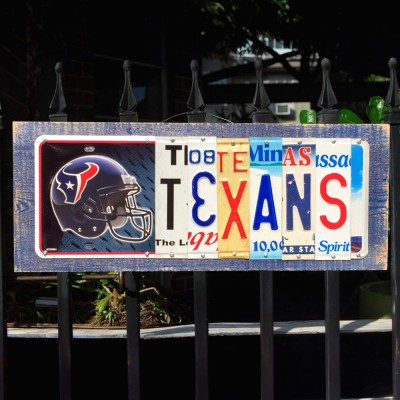 Houston Texans License Plate Sign Football Fan Gift Man Cave Bar Decor