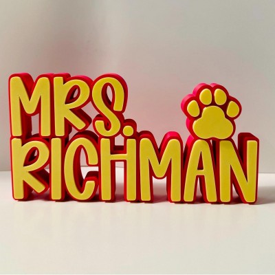 Personalized 3D Teacher Name Sign Printed Desk Plate Office Decor Gift for Teachers