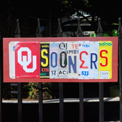 Oklahoma Sooners License Plate Sign Football Fan Gift Man Cave Bar Decor